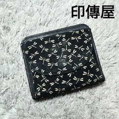 INDEN-YA 印傳屋 インデンヤ 二つ折り財布 ボックス型小銭入れ 鹿革 漆 とんぼ柄 黒 白のサムネイル