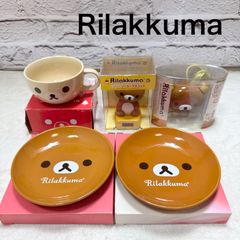 [Set of 5] Rilakkuma Soup Mug, 2 Decorative Plates, Solar Mascot, USB Mouse