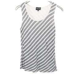 GIORGIO ARMANI ジョルジオアルマーニ イタリア製 シルクブレンド 総柄 タンクトップ 38 ネイビー系 レディース 古着のサムネイル