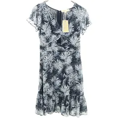 未使用 MICHAEL MICHAEL KORS マイケルマイケルコース 総柄 フレンチスリーブ 膝丈ワンピース 0 0 ネイビー系 レディース 古着のサムネイル