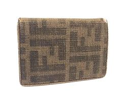 FENDI フェンディ ズッカ柄 PVC カード入れ カードケース 定期入れ メンズ レディース ブラウン系 ウォレット ファッション小物 普段使い 中古 DP2675