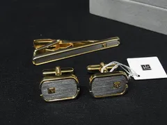 ■美品■ PIERRE BALMAIN ピエールバルマン カフスボタン カフリンクス ネクタイピン タイクリップ 2点セット ゴールド系 DP2236のサムネイル