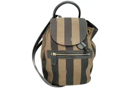 FENDI フェンディ リュックサック ペカン 26324 ブラウン レザー キャンバス レディース ゴールド金具のサムネイル