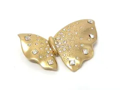 ■美品■ HANAE MORI ハナエモリ ラインストーン バタフライ ピンバッジ ピンブローチ アクセサリー レディース ゴールド系 DP0903のサムネイル