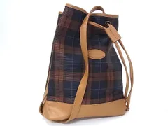 ■美品■ pierre cardin ピエールカルダン PVC×レザー 巾着型 ショルダーバッグ 肩掛け レディース ブラウン系×ネイビー系 DP0508のサムネイル