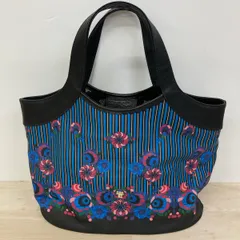美品 ANNA SUI/アナスイ トートバッグ ハンドバッグ 花柄/ストライプ ブルー×ブラック レディース 鞄[OM03617]のサムネイル