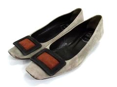 Roger Vivier ロジェヴィヴィエ スエード ヒール パンプス サイズ35 (約22cm) 靴 シューズ レディース グレー系×ブラウン系 カジュアル 通勤 中古 DN9999