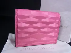 ■新品■未使用■ JIMMY CHOO ジミーチュウ HANNE ハンネ レザー エンボス 二つ折り 財布 ウォレット 小銭入れ ピンク系 HD0001のサムネイル