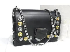 ■美品■ JIMMY CHOO ジミーチュウ ロケット プティ レザー スタッズ チェーン クロスボディ ショルダーバッグ ブラック系 FQ9033のサムネイル