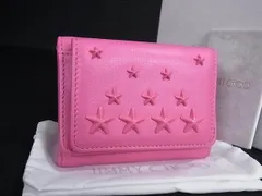 ■新品同様■ JIMMY CHOO ジミーチュウ モネ スタースタッズ レザー 三つ折り 財布 ウォレット 小銭入れ 札入れ ピンク系 HA9999のサムネイル