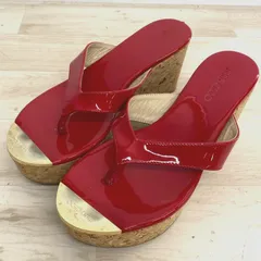 JIMMY CHOO ジミーチュウ サンダル 35 (22cm相当) レッド エナメル コルク ウェッジソール 厚底 ビーチサンダル[OA05414]のサムネイル