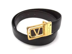 VALENTINO ヴァレンティノ ヴィンテージ レザーゴールド金具 リバーシブル ベルト 表記サイズ 105 ブラック系×ブラウン系 DN8449のサムネイル