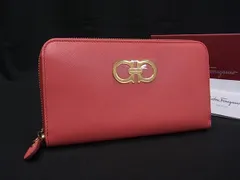 ■新品同様■ Salvatore Ferragamo フェラガモ ダブルガンチーニ レザー ラウンドファスナー 長財布 サーモンピンク系 HB1405のサムネイル