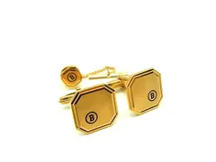 ■美品■ BALLY バリー カフスボタン カフリンクス タイタック アクセサリー 2点セット ゴールド系 DN4169のサムネイル