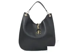 ■新品同様■ JIMMY CHOO ジミーチュウ ヴァレンヌ ホーボー レザー ワンハンドル ハンドバッグ レディース ブラック系 FZ2349のサムネイル