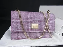 ■新品同様■ JIMMY CHOO ジミーチュウ Leni Mini グリッター ショルダーバッグ パーティーバッグ ピンク系×シルバー系 FZ2367のサムネイル