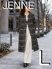 【JENNE】レオパード ロングジャケット L ノーカラー ロングコート タグ付き 未使用 2024AW sty24aw-jk14 Leopard Long Jacketのサムネイル
