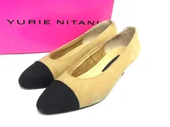 YURIE NITANI ユリエニタニ スエード ヒール パンプス 表記サイズ 23 1/2 (約23.5cm) 靴 シューズ ベージュ系×ブラック系 DN3367のサムネイル