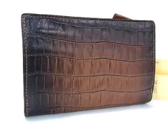 ■極美品■ PRARE プレリー クロコダイル型押しレザー 二つ折り 財布 ウォレット 小銭入れ 札入れ カード入れ ブラウン系 BQ4264のサムネイル