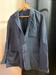 無印良品 ウォッシュ リネン ブレーザー XXL (ネイビー / ブラック)のサムネイル
