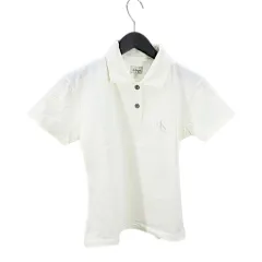 カルバンクラインジーンズ Calvin Klein Jeans 半袖 ポロシャツ M 白系 ホワイト 綿 コットン ストレッチ ロゴ プリントのサムネイル
