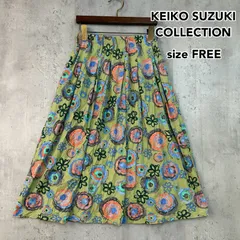 KEIKO SUZUKI COLLECTION ケイコスズキコレクション F フリーサイズ グリーン系 351909301 総柄 花柄 フレアスカート ギャザースカート タックスカート 綿 コットン ストレッチ ウエストゴム ボトムス ★ ■◇ ◇■のサムネイル