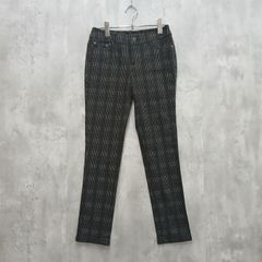 【美品】VICKY ビッキー グレンチェック柄ストレッチパンツ　パンツ サイズ2  グレー系 チェック柄　古着 レディース 伸縮あり ウエスト後ろにゴムあり
