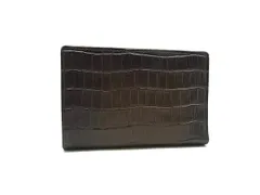 ■美品■ PRARE プレリー クロコダイル型押しレザー 二つ折り 財布 ウォレット 札入れ 小銭入れ ダークブラウン系 DM8169のサムネイル
