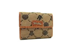 Folli Follie フォリフォリ キャンバス×レザー 総柄 がま口 二つ折り 財布 ウォレット 札入れ 小銭入れ ブラウン系 DM8177のサムネイル