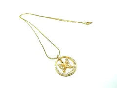 ■美品■ HANAE MORI ハナエモリ ラインストーン バタフライ ネックレス ペンダント アクセサリー レディース ゴールド系 DM8727のサムネイル