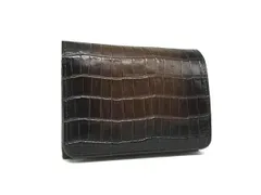 ■美品■ PRARE プレリー クロコダイル型押しレザー 二つ折り 財布 ウォレット 札入れ 小銭入れ ブラウン系 DM8668のサムネイル