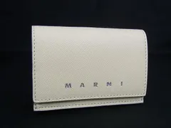 ■新品同様■ MARNI マルニ レザー 三つ折り 財布 ウォレット 小銭入れ 札入れ レディース アイボリー系×ネイビー系 FZ1477のサムネイル