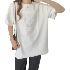 ☆ ホワイト ☆ L ☆ レディース トップス ロゴTシャツ 立体ロゴ おしゃれ Tシャツ レディース 半袖 ゆったり 半袖Tシャツ ティーシャツ 大きいサイズ オーバーサイズ ビッグシルエット ビックシルエット クルーネック おしゃれ シンプル リラックス