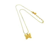 ■美品■ HANAE MORI ハナエモリ ラインストーン バタフライ 蝶 ネックレス ペンダン卜 アクセサリー レディース ゴールド系 DM7740のサムネイル