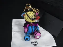 ■新品同様■ MCM エムシーエム モノグラム ヴィセトス柄 レザー×パテントレザー テディベア キーホルダー マルチカラー FZ0800のサムネイル