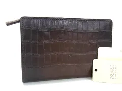 ■極美品■ PRARE プレリー クロコダイル型押しレザー 財布 ウォレット 札入れ 小銭入れ レディース メンズ ブラウン系 BT4063のサムネイル