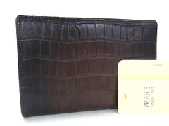 ■新品同様■ PRARE プレリー クロコダイル型押しレザー 財布 ウォレット 札入れ 小銭入れ レディース メンズ ブラウン系 BT4044のサムネイル