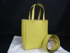 ■新品同様■ JIMMY CHOO ジミーチュウ Lenny レニー ノースサウス レザー 2WAY  ショルダー ハンドバッグ イエロー系 HA2314のサムネイル