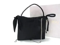 ■極美品■ JIMMY CHOO ジミーチュウ ドローストリング ミニ トップハンドル サテン 2WAY ショルダー ハンドバッグ 斜め掛け HA2310のサムネイル