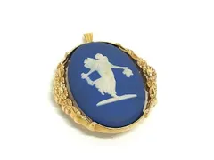 WEDGWOOD ウェッジウッド ジャスパー カメオ ピンブローチ アクセサリー レディース ブルー系×ゴールド系 DM6226のサムネイル