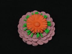■新品同様■ LOEWE ロエベ スタッドフラワー レザー バッグチャーム アクセサリー ピンク系×オレンジ系×グリーン系 FT8207
