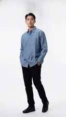 Dickies ディッキーズ 長袖 シャンブレーシャツ ブルー メンズのサムネイル