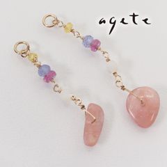 agete K10 ローズクォーツ ピアスチャーム - メルカリ
