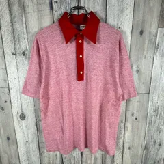 1970-1980s OLD RUSSELL ATHLETIC Vintage 金タグ russell athletic ラッセル アスレティック 米国製 USA製 レッド シングルステッチ 染み込み バックプリント 半袖 ポロシャツ メンズ L サイズのサムネイル