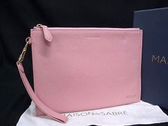 ■美品■ MAISON de SABRE メゾンドサブレ レザー クラッチバッグ セカンドバッグ ポーチ ピンク系×ゴールド系 DM2626