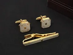 BALLY バリー ネクタイピン カフスボタン カフリンクス 2点セット ビジネス 紳士 メンズ ゴールド系×シルバー系 DM1165のサムネイル