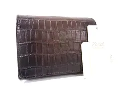 ■新品同様■ PRARE プレリー クロコダイル型押しレザー 二つ折り 財布 ウォレット 小銭入れ 札入れ ブラウン系×ブラック系 BP8724のサムネイル