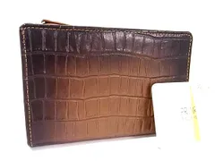 ■新品■未使用■ PRARE プレリー クロコダイル型押しレザー 二つ折り 財布 ウォレット 小銭入れ ブラウン系×ブラック系 BP8707のサムネイル