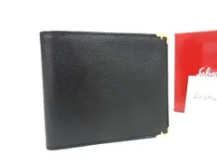 ■新品同様■ Salvatore Ferragamo フェラガモ レザー 二つ折り 財布 ウォレット 札入れ カード入れ メンズ ブラック系 BT2239のサムネイル