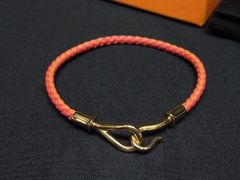 エルメス ジャンボH レザー ブレスレット オレンジ シルバー金具
